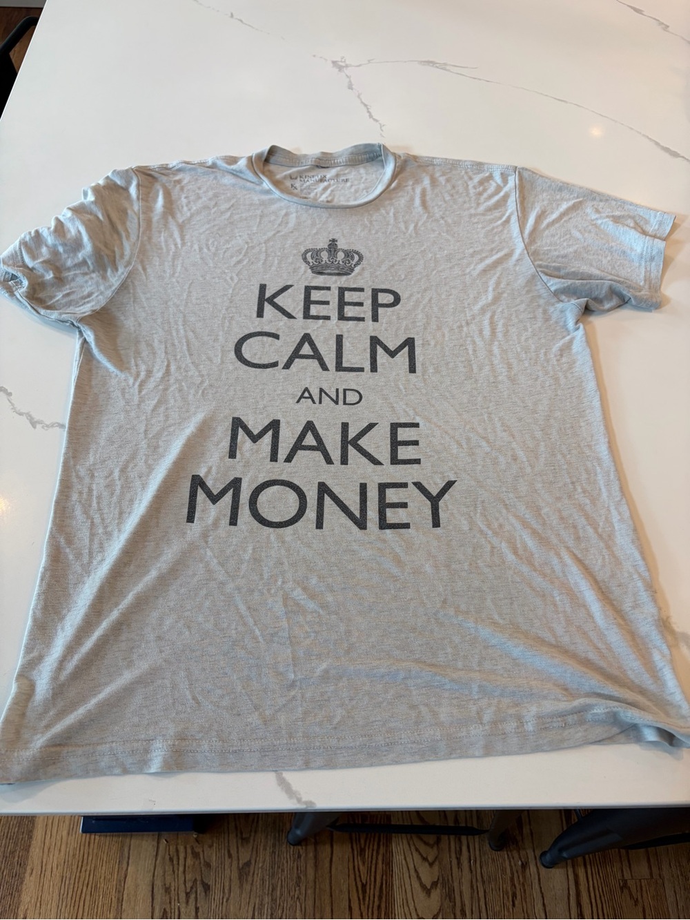 Kinetix Light Gray 'Keep Calm and Make Money' Short Sleeve T‑Shirt